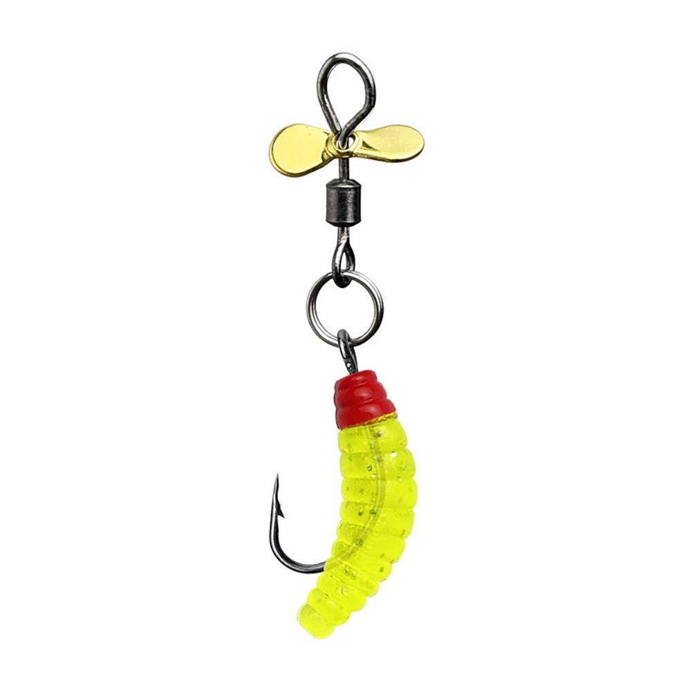 1PC Propeller Bread Worm Fishing Lure Spinner Spinning Bait Rotating Blade Sequin Bionic Fish Lure for Trout Tilapia Perch зелёный