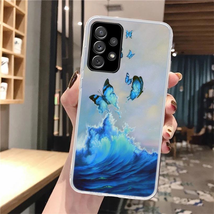 Blue Butterfly Beautiful Wing Soft Phone Case For Samsung Galaxy A16 A26 A36 A56 A15 A14 A13 A55 A54 A53 A35 A34 A33 A25 A24 A23