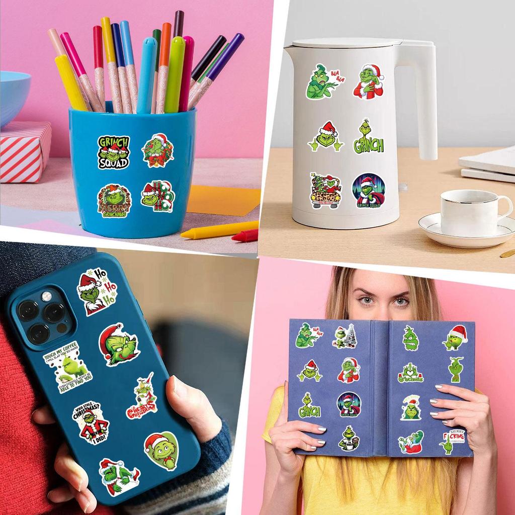 55 Cross-Border Grinch Christmas Graffiti Stickers for DIY Suitcases & Waterproof Phone Decoration