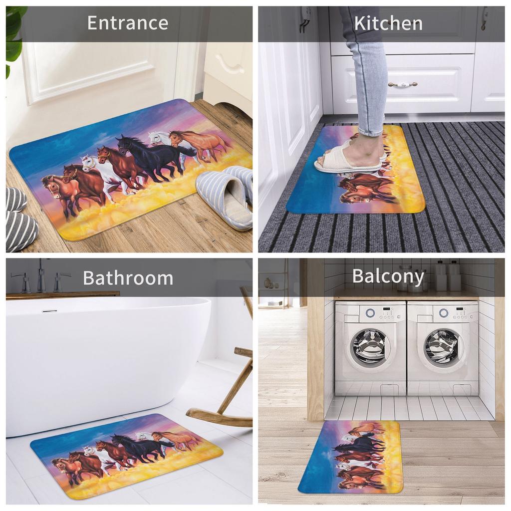 Seven Running Horse Front Floor Door Entrance Mat Indoor Animal Bath Kitchen Doormat Garden Carpet Rug