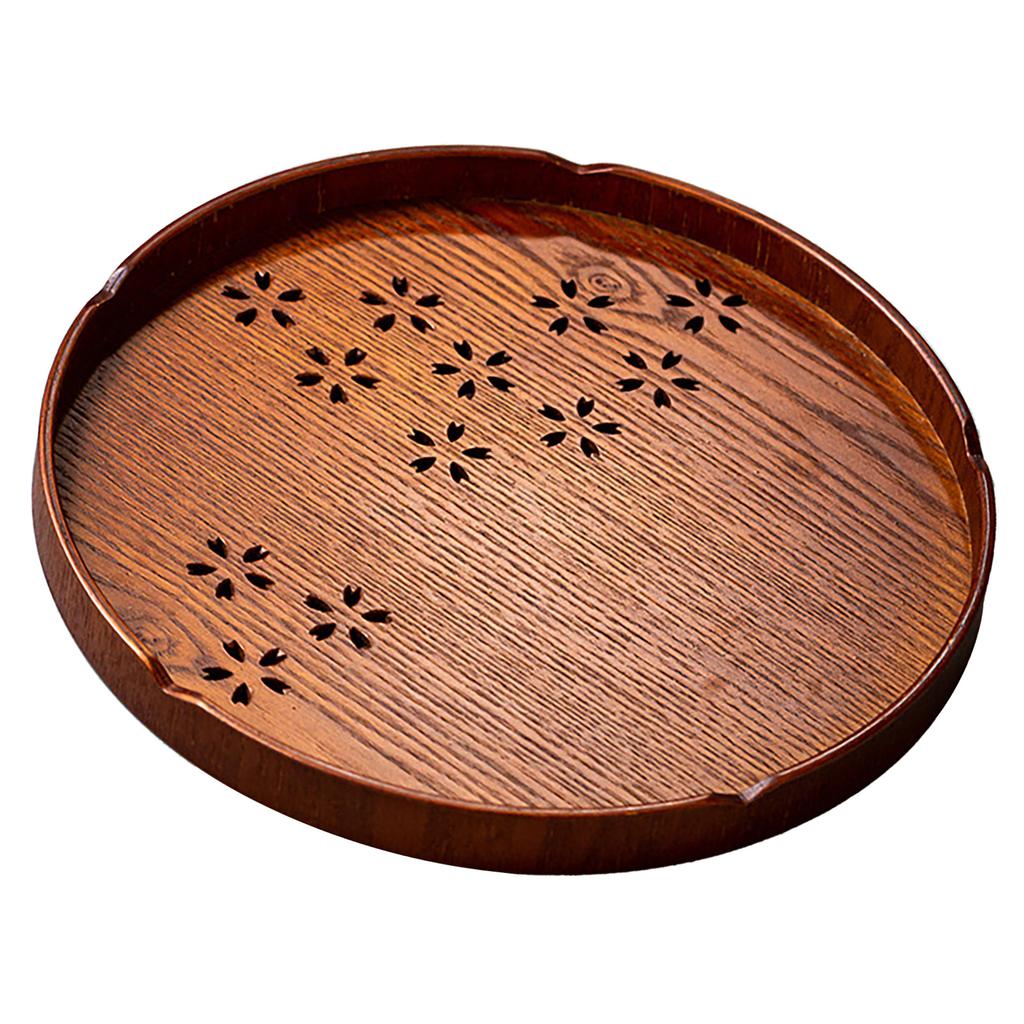 Tee Tablett Kirschblütenmuster Holz Teeplatte Grüntee Backen Servierplatte für Zuhause Teehaus Rund