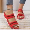 Women's Plus Size Summer Flyknit Slippers Low Wedge Lightweight Breathable Outdoor Shoes