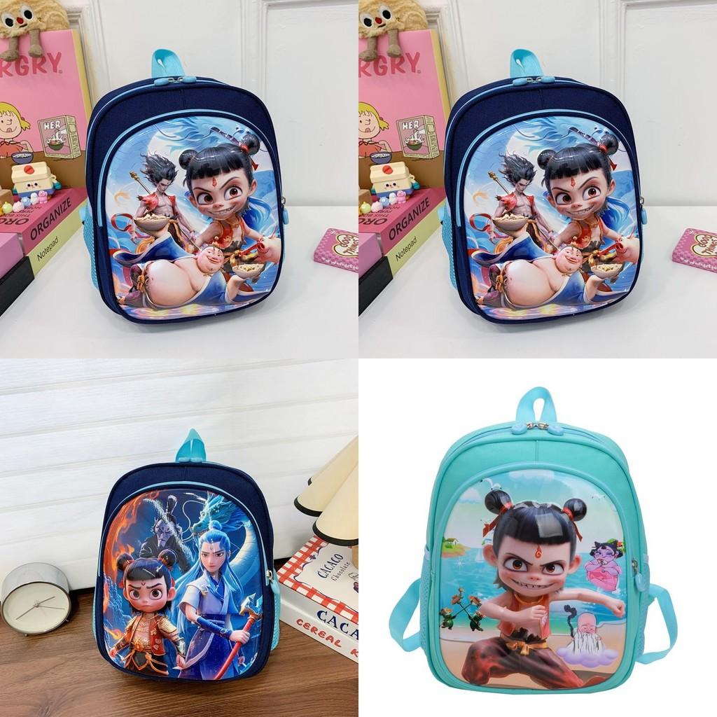 Ne Zha Pattern Kids Backpack With Breathable Nylon For Elementary School And Daily Use