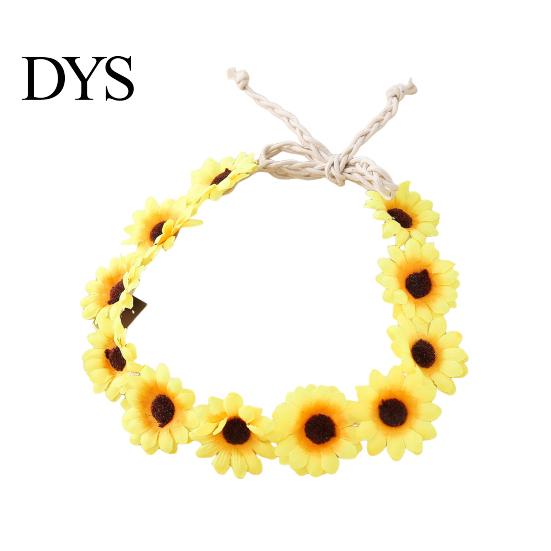 Children Stage Performance Headband Daisy/Sunflower Wreath for Women Girls, Adjustable Floral Crown Cute Macaron Color Flower Beach Vacation