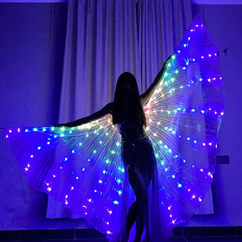 Elf LED Luminous Butterfly Wings Costume - Gold Fluorescent Cloak for Kids & Adults, Perfect for Stage Performances