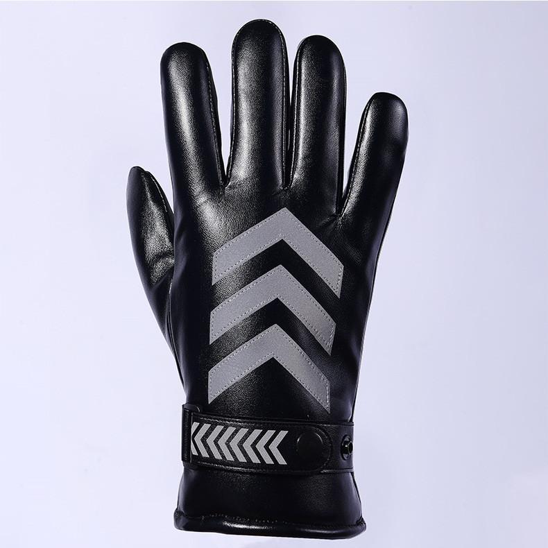 Pu Leather Mens Touchscreen Gloves For Winter Outdoor Cycling Commuting