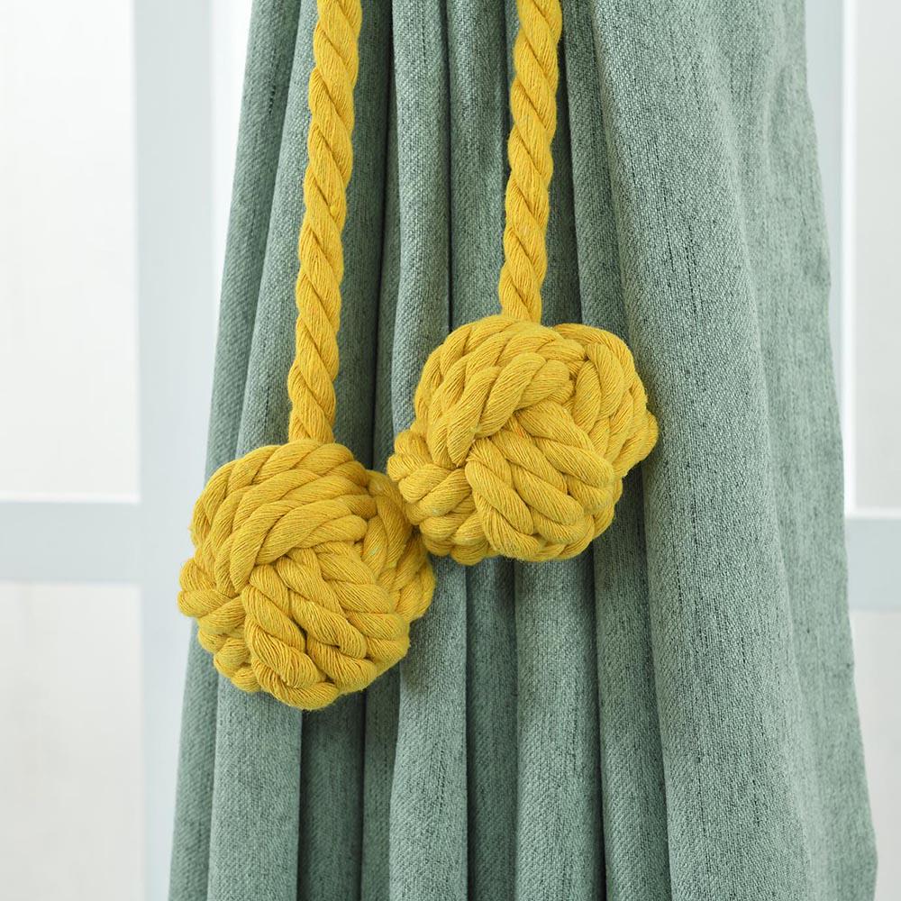 1Pair Curtain Tiebacks Rope Curtain Rope Buckle Holdbacks with Double Ball