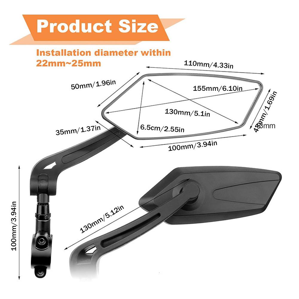 Rotatable Handlebar Mirror Clear Rearview Electric Scooter Cycling Bicycle Accessorie Bike Rear View Mirror Reflector Adjustable
