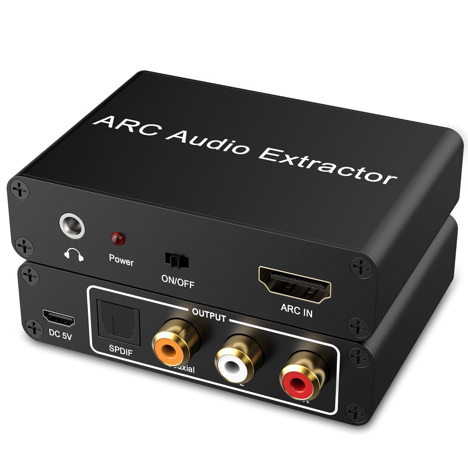 

HDMI ARC Audio Extractor with SPDIF, Coaxial, and 3.5mm L/R Output чорний