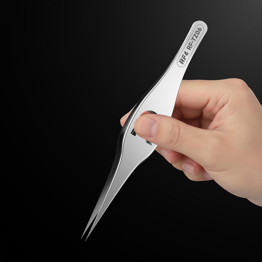 RF4 RF-TZ06 High-Precision Pointed Tweezers Wide-Body Hardened Non-Slip Tweezers with R-Shaped Hollow