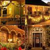 Guirnalda de Luces de Alambre Plateado Solar Halloween Navidad Bodas Fiestas Exterior Impermeable Decoraciones de Alero Luces de Cadena de Hadas