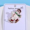 Blucome Cartoon Oil Dripping White Skating Snowman Brooch Girl Scarf Christmas Cute Accessory Pin
