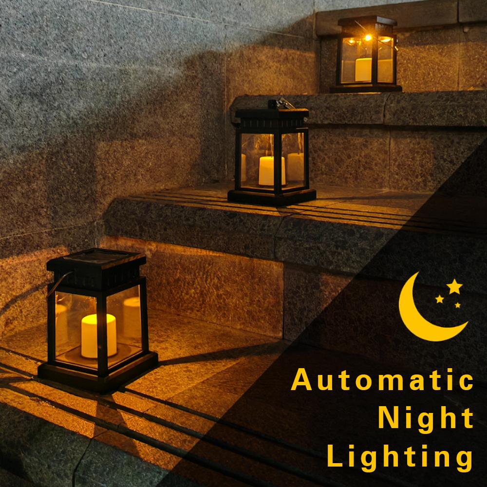 Solar Hanging Lantern Outdoor Candle Effect Lights Waterproof Garden Decoration Landscape Patio Lawn Deck Tree Yard Lamp