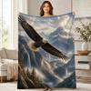 Bald Eagle Over Mountains Coral Fleece Blanket