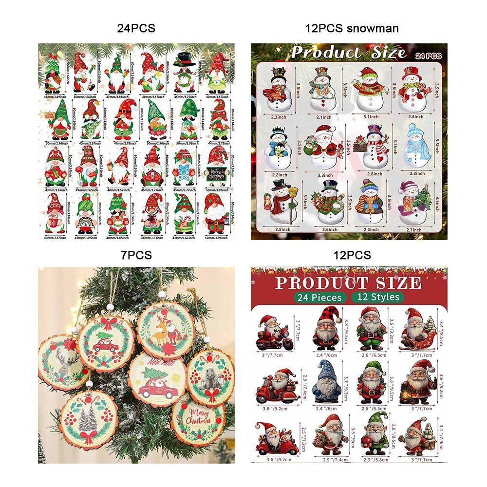 Personalization Wooden Christmas Decoration Santa Claus Colorful Christmas Scene Arrangement Crafting DIY Kraft Tags Party