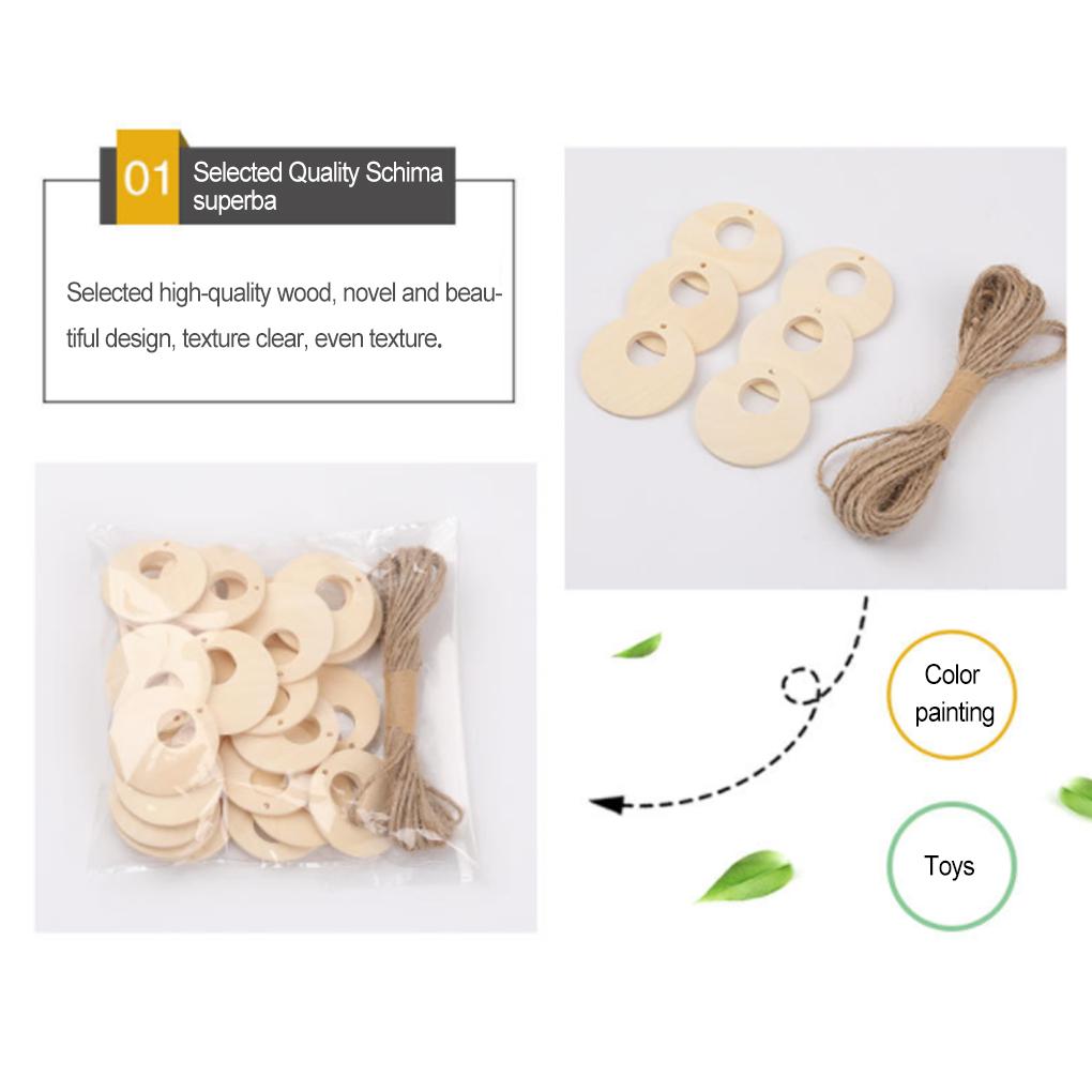 DIY Wood Pieces Unfinished Jewelry Making Blank Pendant Hollow Round Decoration Crafting Handmade Ornament Accessories
