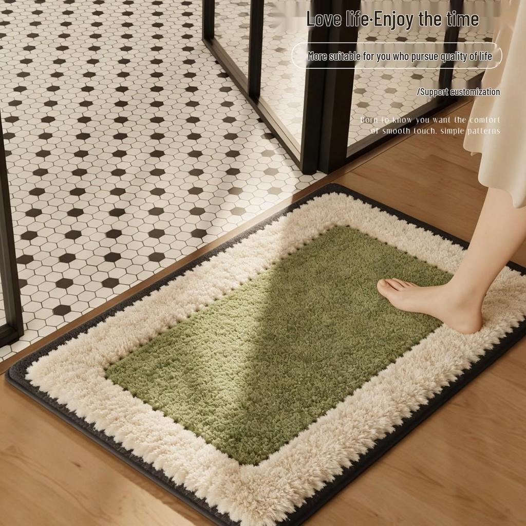 Water-Absorbent Cartoon Animal Bathroom Mat - Faux Cashmere, Forest Style, Dirt-Resistant Door and Kitchen Mat