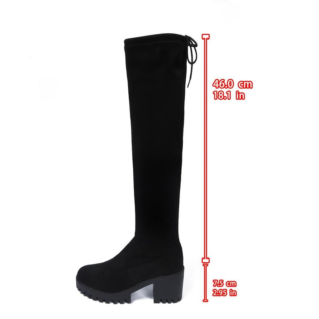 Elegant Black Lace-Up Over-the-Knee Women's Boots for Autumn/Winter
