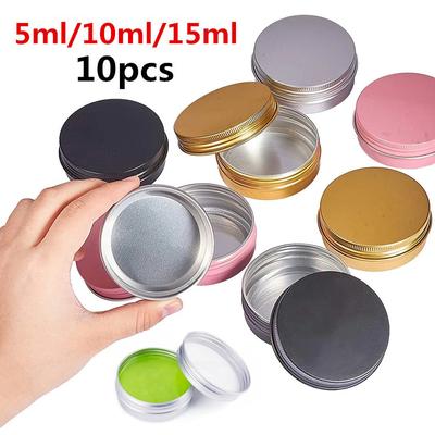 10pcs Aluminum Tin Jar Container Box For Cream Balm Nail Candle Cosmetic Empty 5ML/10ML/15ML Round