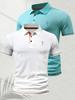 2 Pcs Men's Polo Shirts - Short Sleeve Casual Polo T Shirt Color Block & Stand Collar Slim Fit Golf Shirts