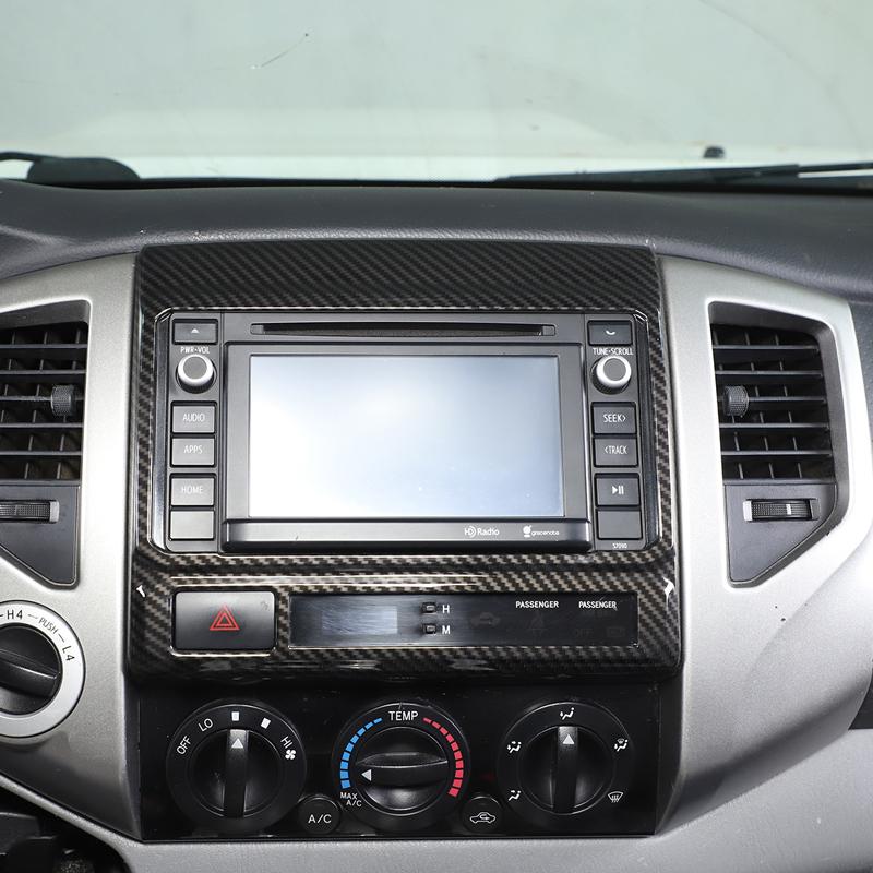 For Toyota Tacoma 2011-2015 ABS Carbon Fiber/Red Car Central Control Air Conditioning Vent Decorative Frame Car Accessories