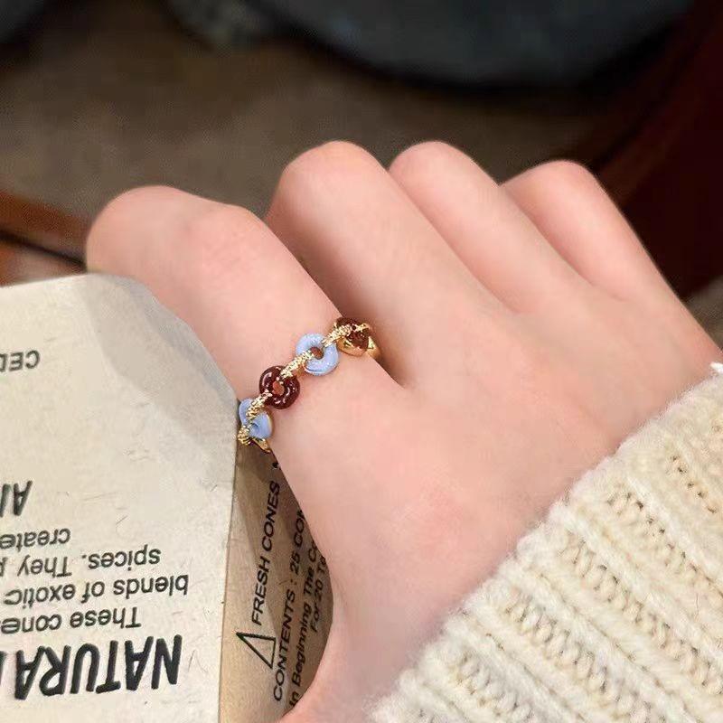 Niche High-End Literary And Artistic Style Ring Trendy Beaded Ring Ring Ring