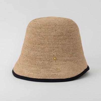 Monet Natural Raffia Cloche Bucket Hat HT8183 Black