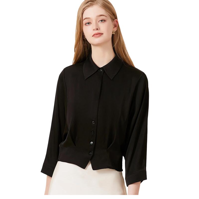 Hengyuanxiang Women's Mulberry Silk Batwing Sleeve Shirt
