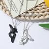 2PCS Antique Silver-plated Necklace Couple Vintage Style League of Legends Peripheral Sheep and Wolf Pendant Jewelry Fans Gifts