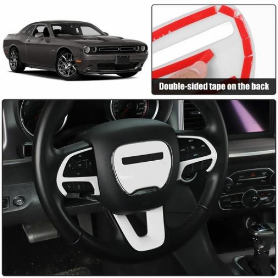 Steering Wheel Panel Cover Decor Trim For Dodge Challenger/Charger 2015+ White