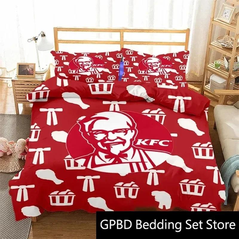 

3D Print Food KFC Logo Bedding Set Double Twin King Duvet Cover Comforter Pillowcase Boys Girls Adults Bedroom 70x133cm