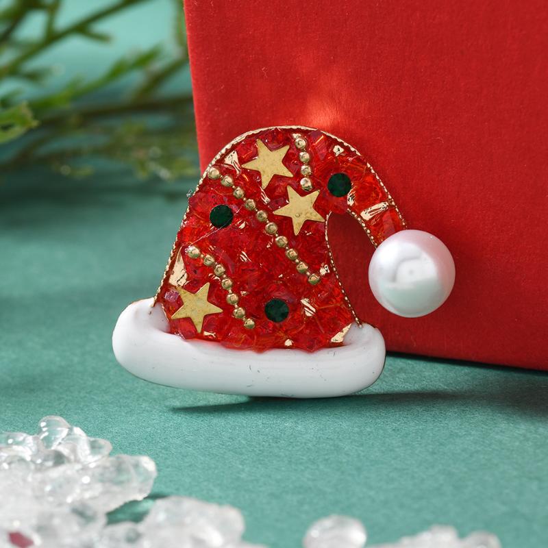 Sparkling Rhinestone Christmas Tree Brooch Faux Pearl Inlaid Fashion Holiday Pin for Scarf Bag Clothing Decor