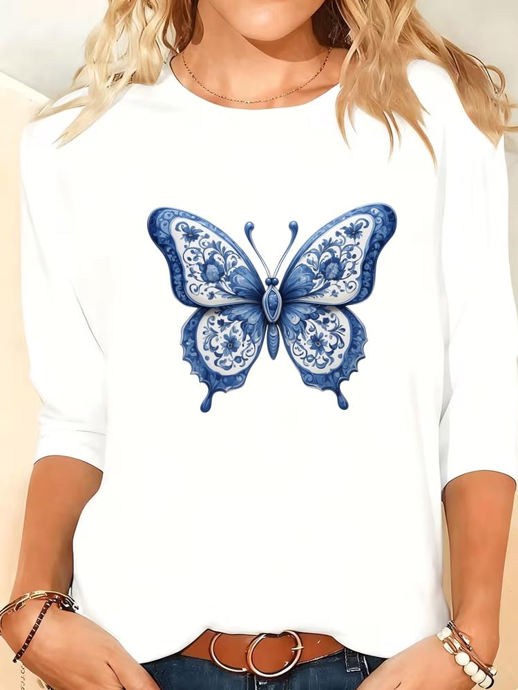 

(Asian Size) trend style 90s Women Clothing Long Sleeve T Shirt Tee Print autumn winter spring Casual Fashion Top o-neck Graphic T-shirts S