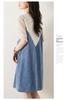 Plus Size Women's 2026 Summer Lace Patchwork Denim Dress - Light Luxury & Mature Style