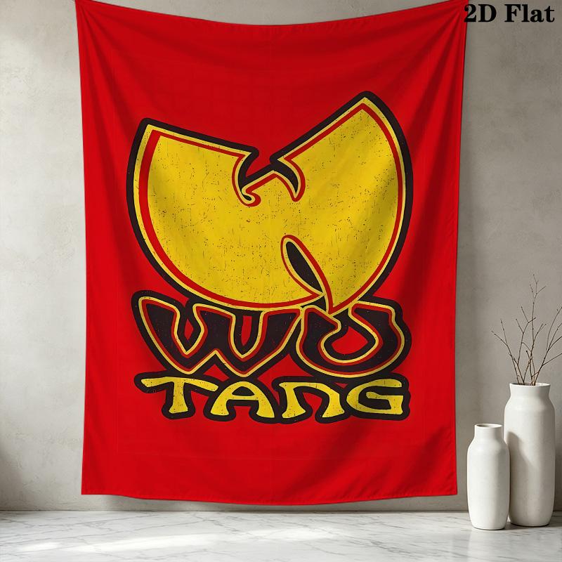 Tenture murale du clan Wutang Accrochage mural esthétique Couverture en tissu imprimé Tapisseries décoratives Pour chambre à coucher Salon Décoration de la maison