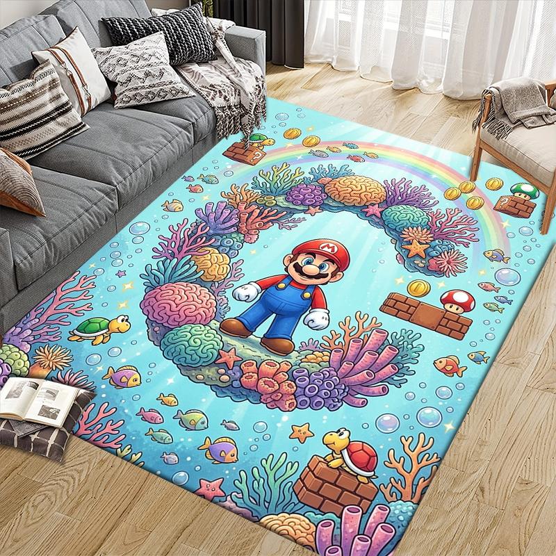 Mario Whimsical Area Rug, Mario Fan Soft Carpet, Great Gift.chl