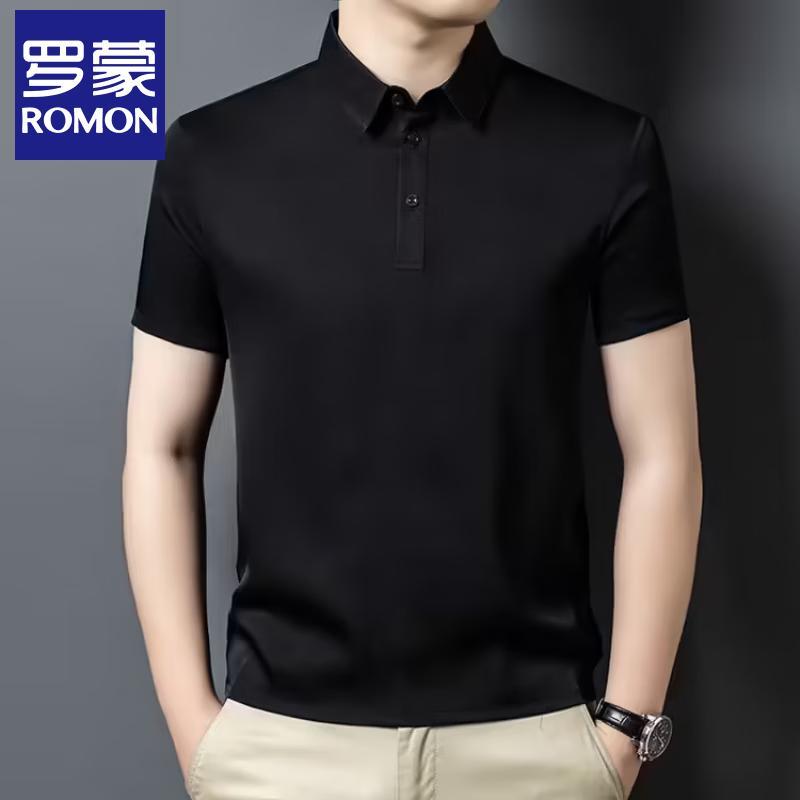 Romon Men s Silk Blend Short Sleeve Polo Shirt 185/3XL