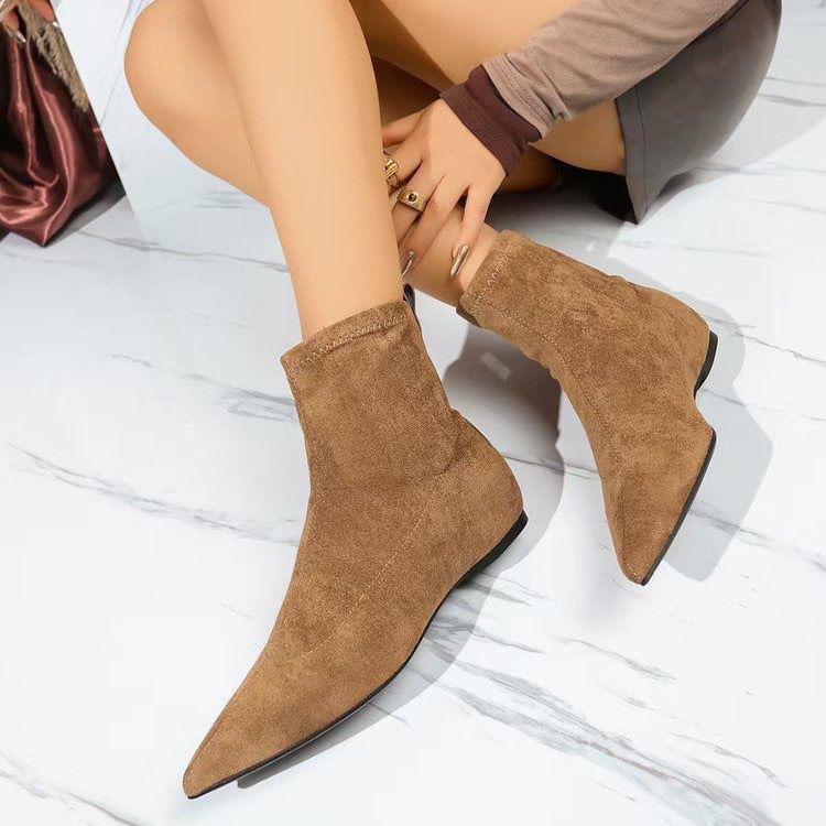 Inner Heightening Atmosphere Pointed Tip Year Simple Boots Sleeve Fashion Boots Short Boots
