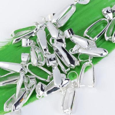 20 Pcs Silver Pendant Pinch Bails Clips 0.9 Inch For Making