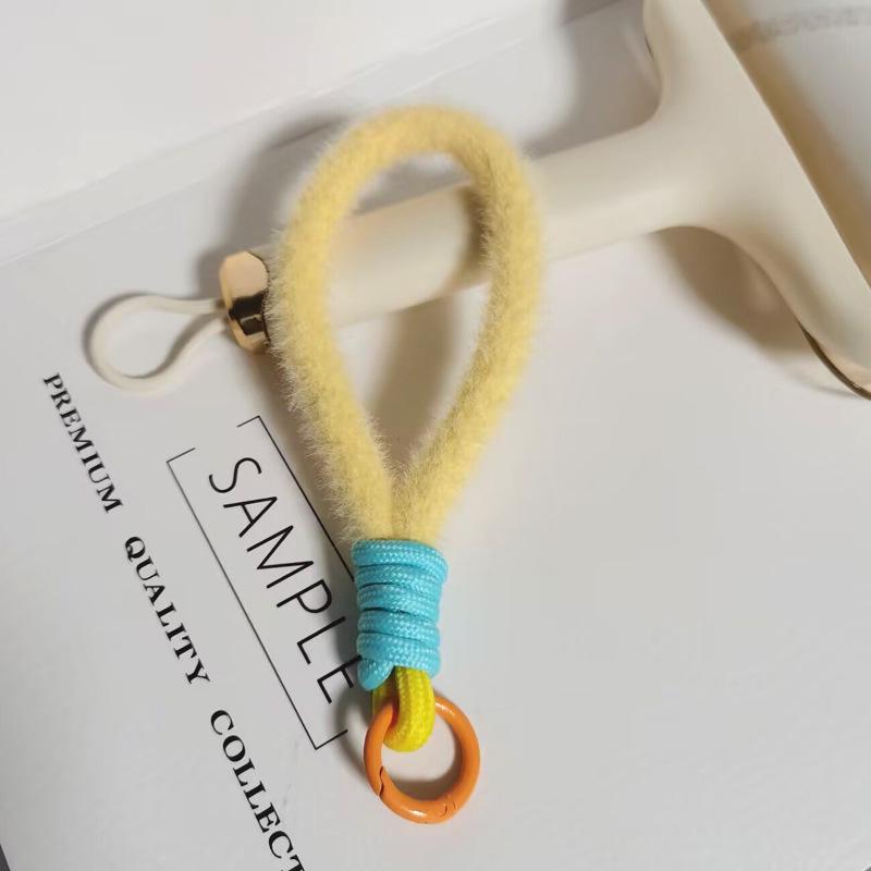 Colorful Plush Phone Wrist Strap Keychain - Anti-Lost Fashion Charm