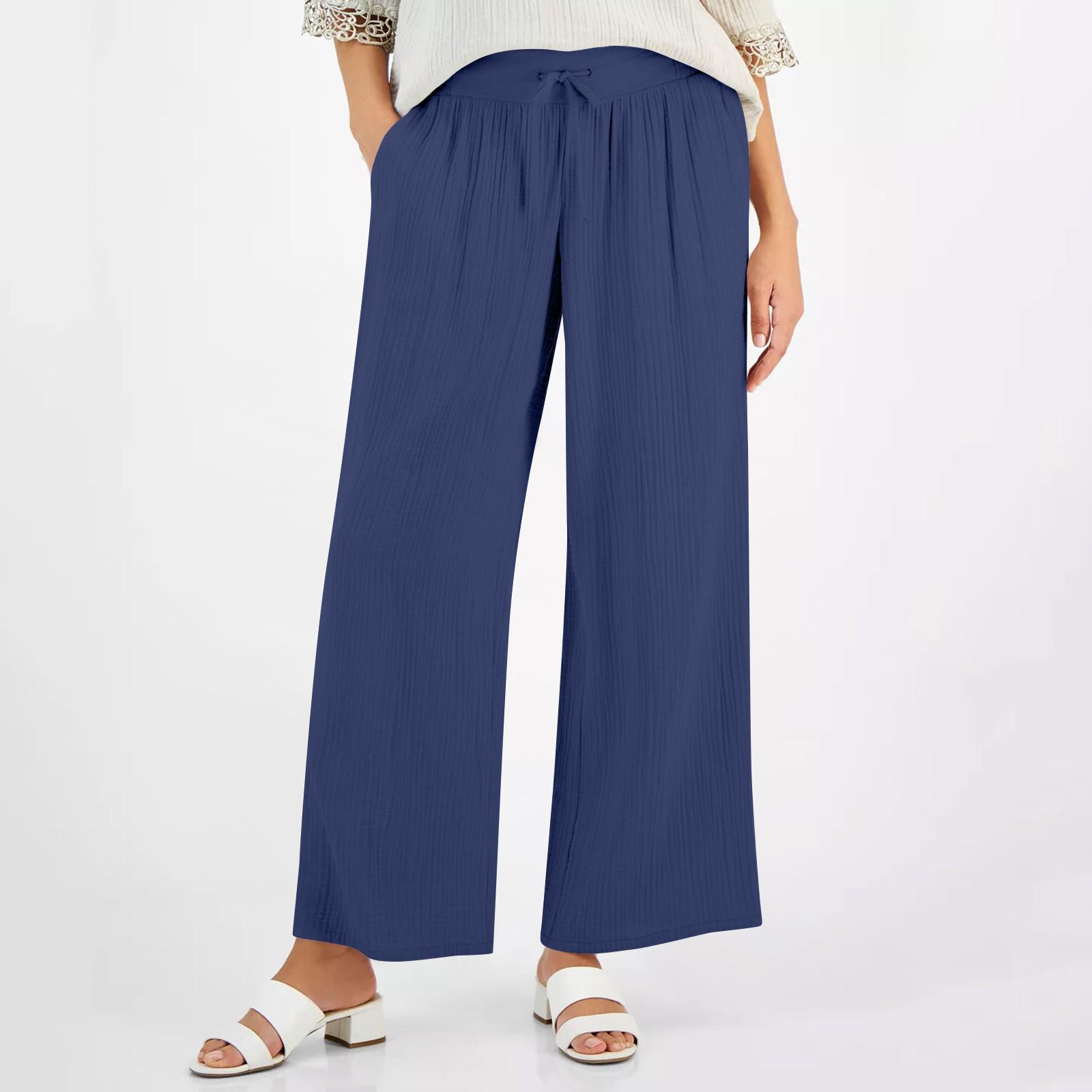 

Женские повседневные брюки, однотонные брюки с эластичной резинкой на талии и карманами S