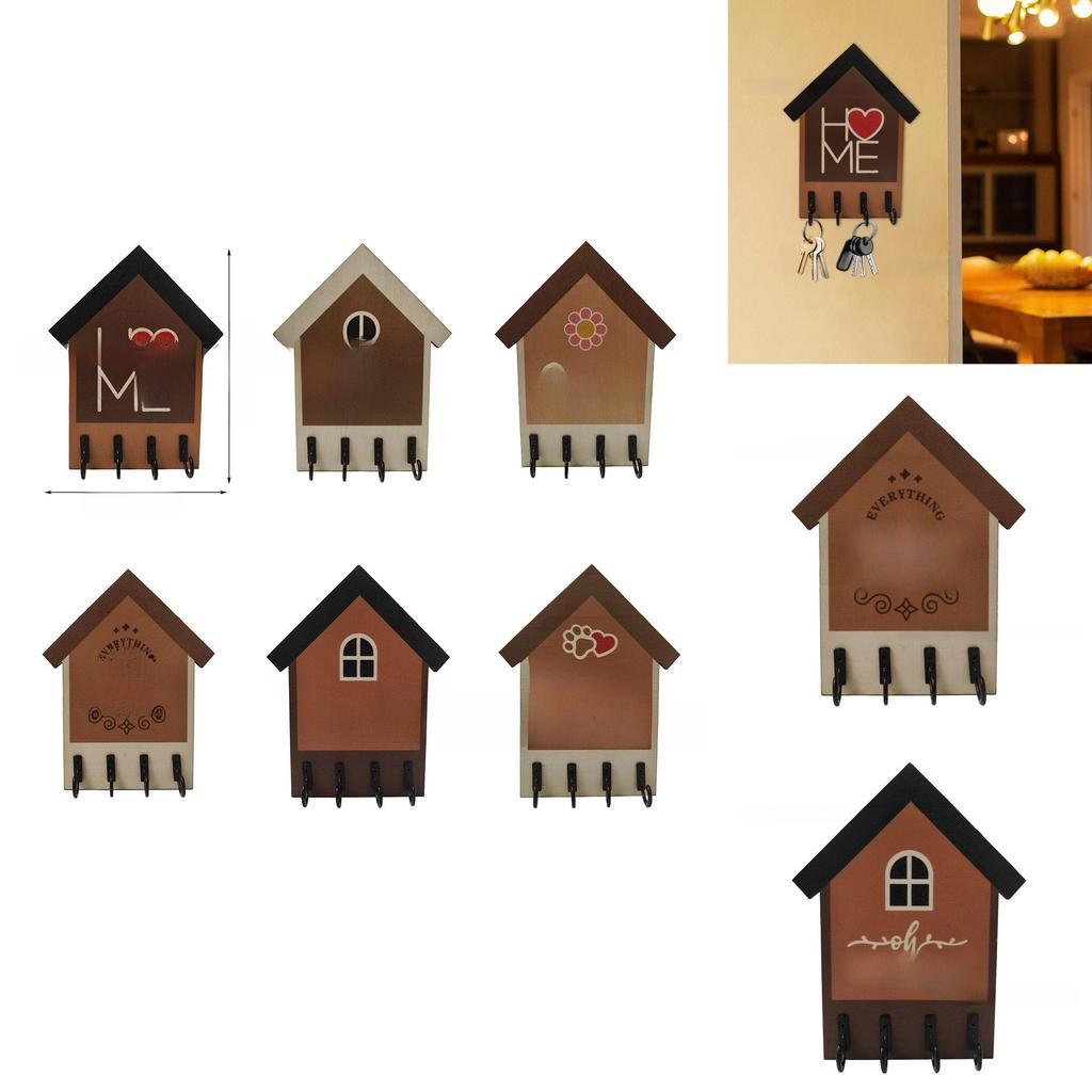 Rustic House Shape Wall Hanger With Home Sign For Wall Decor Gift