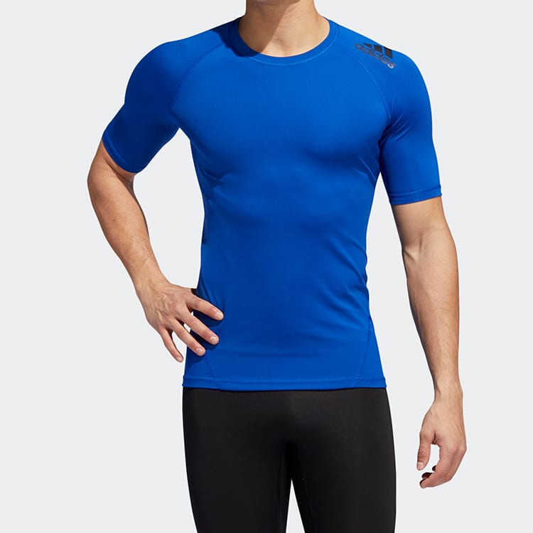 Adidas T Shirts Men's Dodger Blue Crew Neck Moderate Straight Fit EB9383
