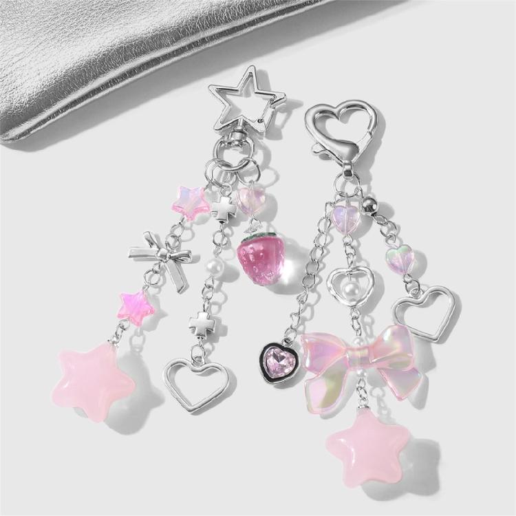 Cute Keychains for Girls,Lovely Car Keychain Accessories,Key Purse Handbag Charms for Women Bows Star Heart Keychain