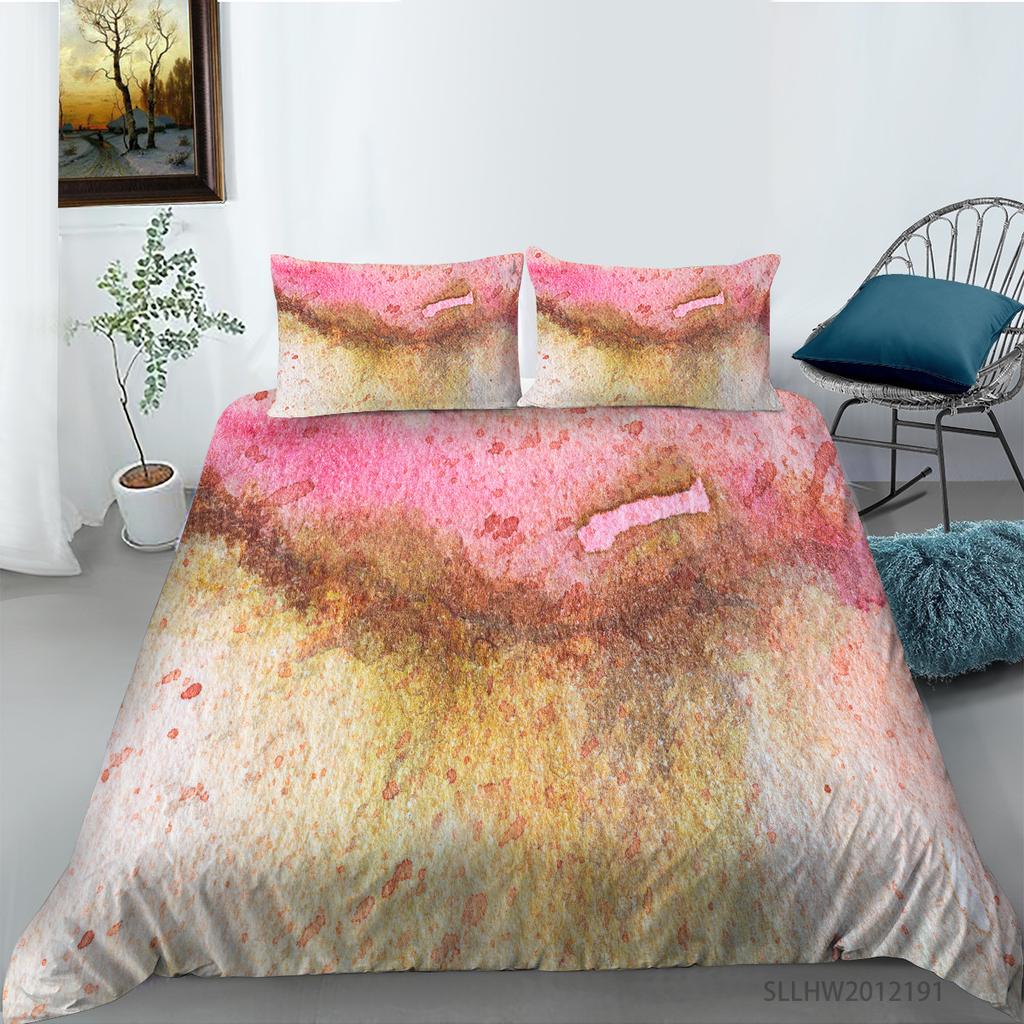 Watercolor Splashing Ink 3D Digital Printing Quilt Cover Pillowcase Two Or Three-Piece Set Polyester
