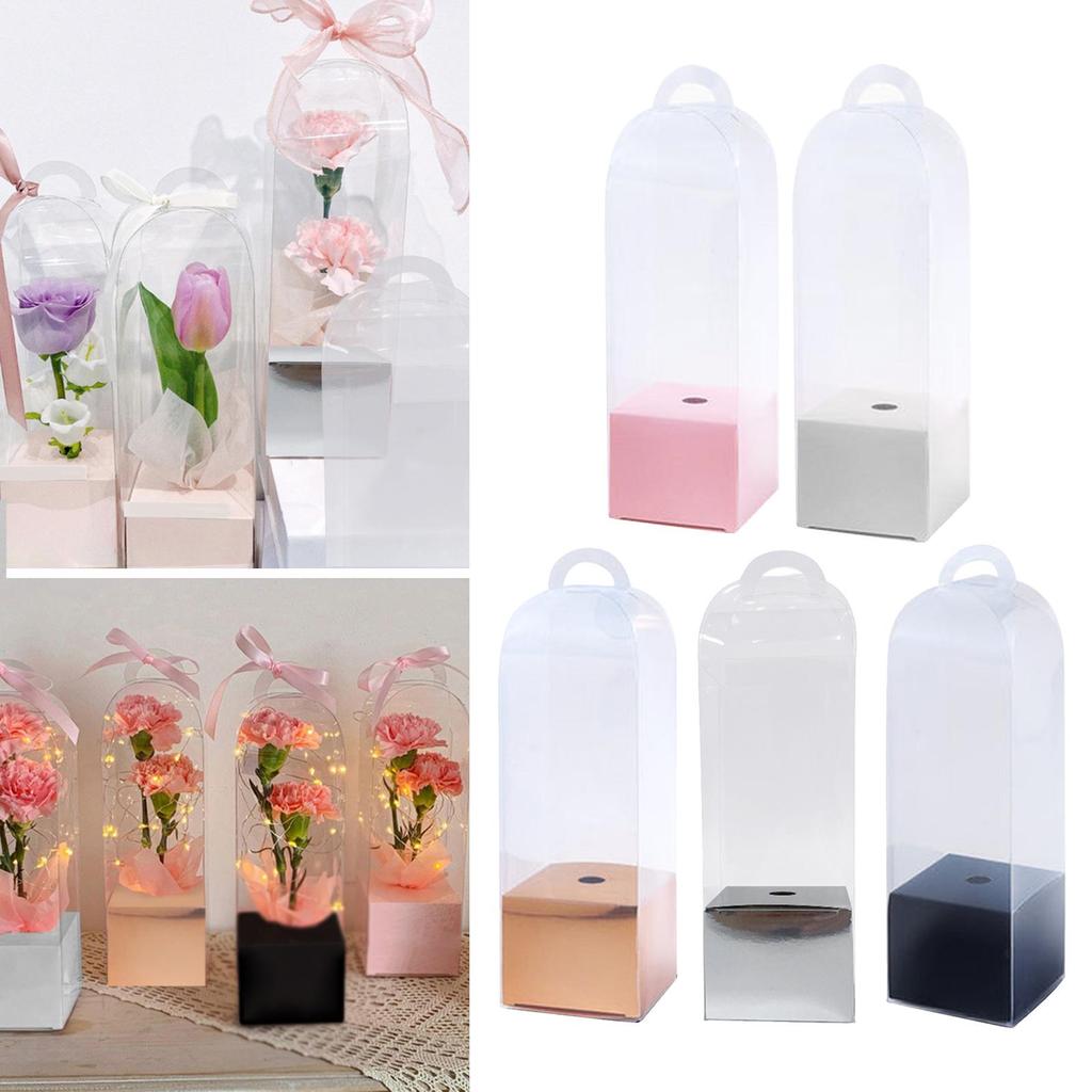 10 Pieces Flower Gift Boxes Flower Packing Boxes Portable Gift Bags Bag Single Rose Flower Box for Valentines Day Party Favor