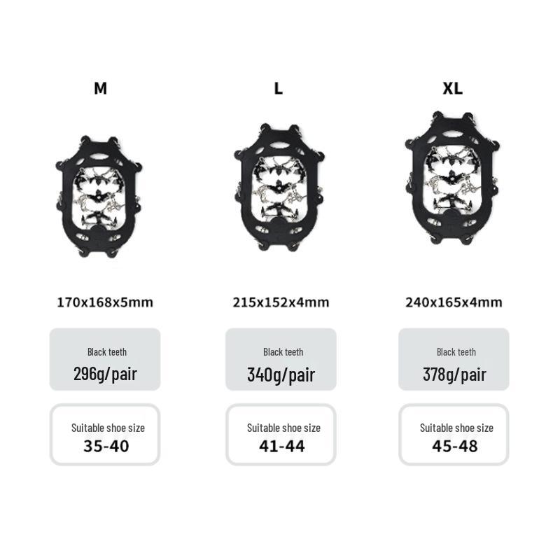 Outdoor Snow Mountain Crampons: Anti-Slip Stainless Steel, Wear-Resistant, 8/12/18/19-Tooth Options