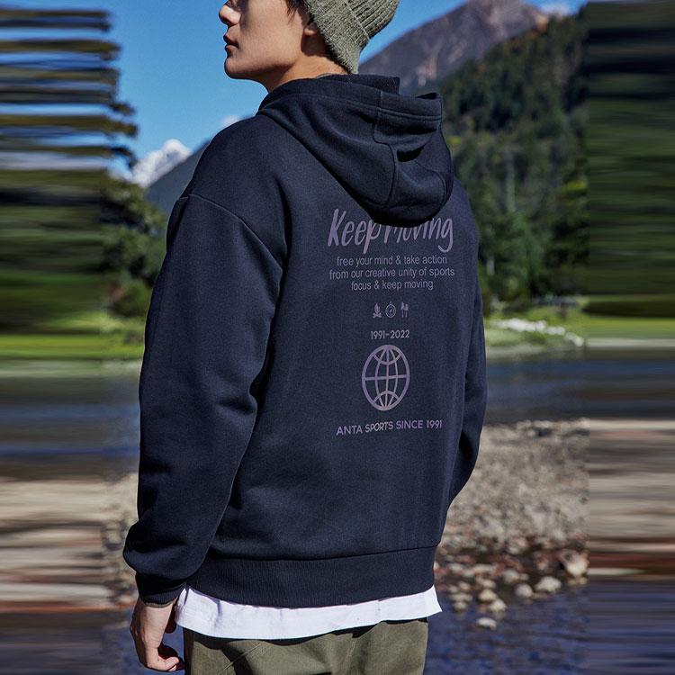 Anta Life Series Printed Pullover Sweatshirt Unisex Tops Black 952218734-4