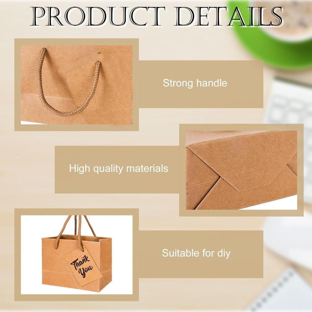 20pcs Mini Kraft Gift Bags with Handles Brown Small Paper Bags Mini Party Favors for Fall Thanksgiving Bridal Baby Shower Wedding Birthday Party