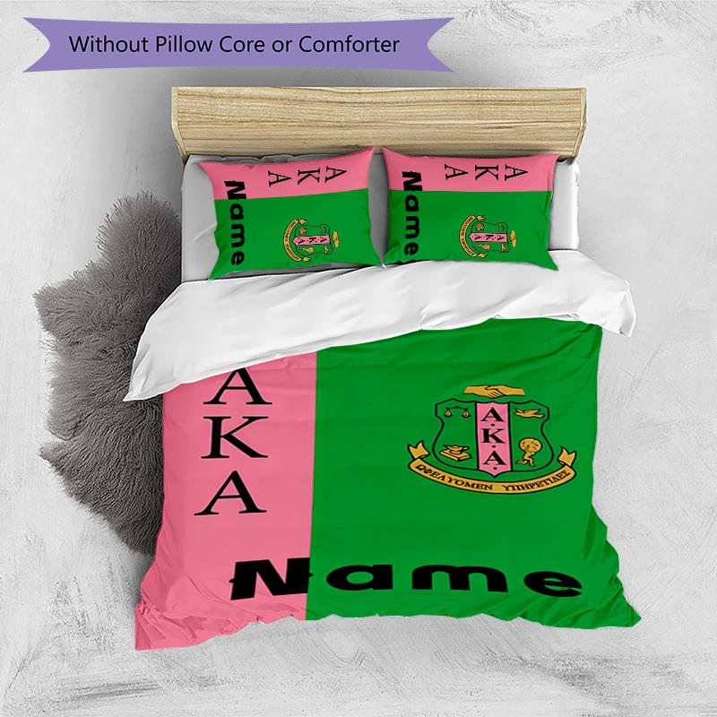3pcs Custom Name Alpha Kappa Alpha Logo Bedding Set Duvet Cover Closure Includes 1 Duvet Cover & 2 Pillowcases for All Seasons Bedroom Decor